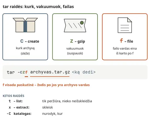 tar parinkčių atmintinė