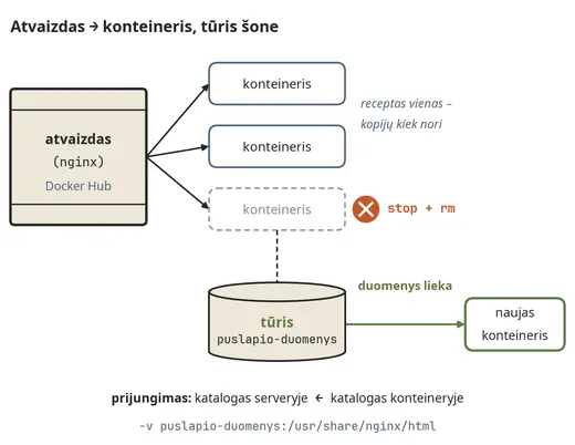 Atvaizdas, konteineriai ir tūris