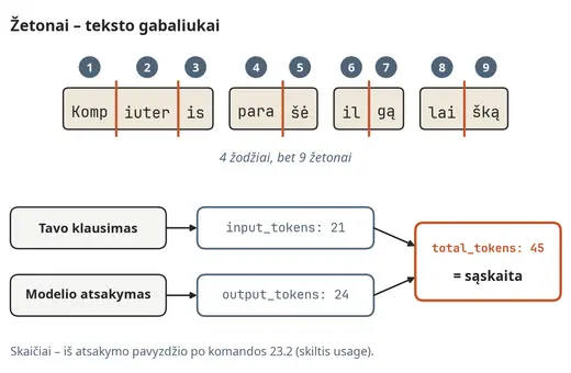 Žetonai – teksto gabaliukai, už kuriuos mokama